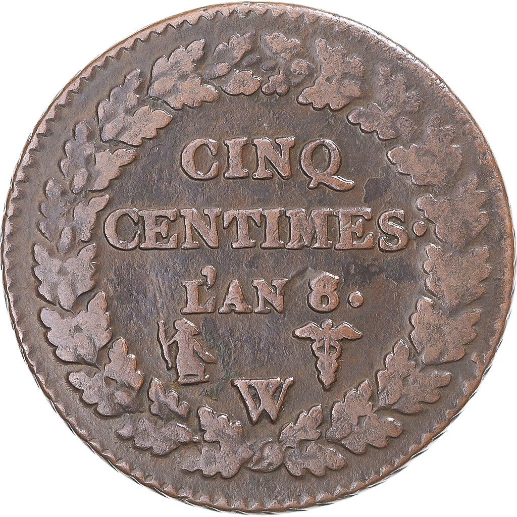 Coin, France, Dupré, 5 Centimes, An 8/6, Lille, VF(30-35), Copper, Gadoury:126a