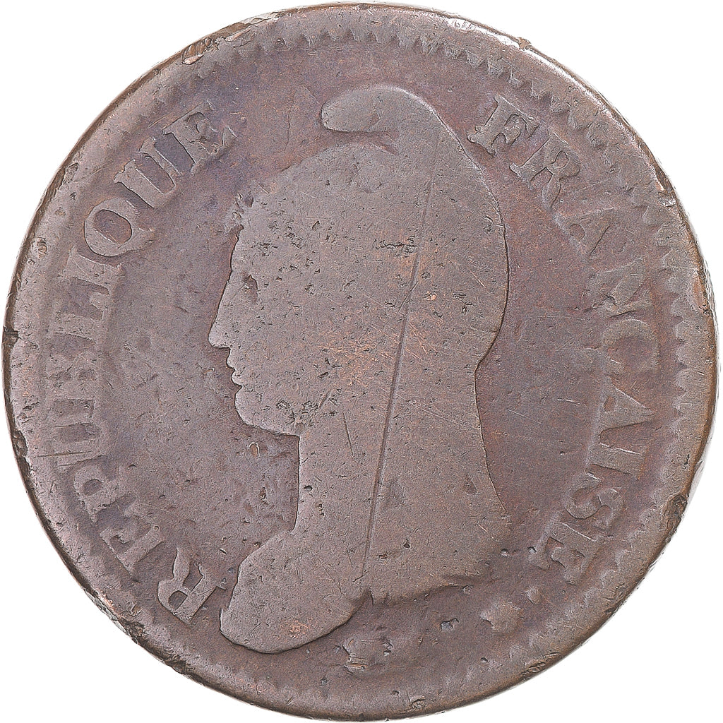 Coin, France, Dupré, Decime, AN 8, Strasbourg, F(12-15), Bronze, KM:644.4, Le