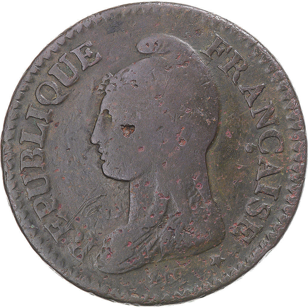 Münze, Frankreich, Decime, AN 7/5, Paris, Coq/Corne, SGE+, Bronze, Gadoury:187