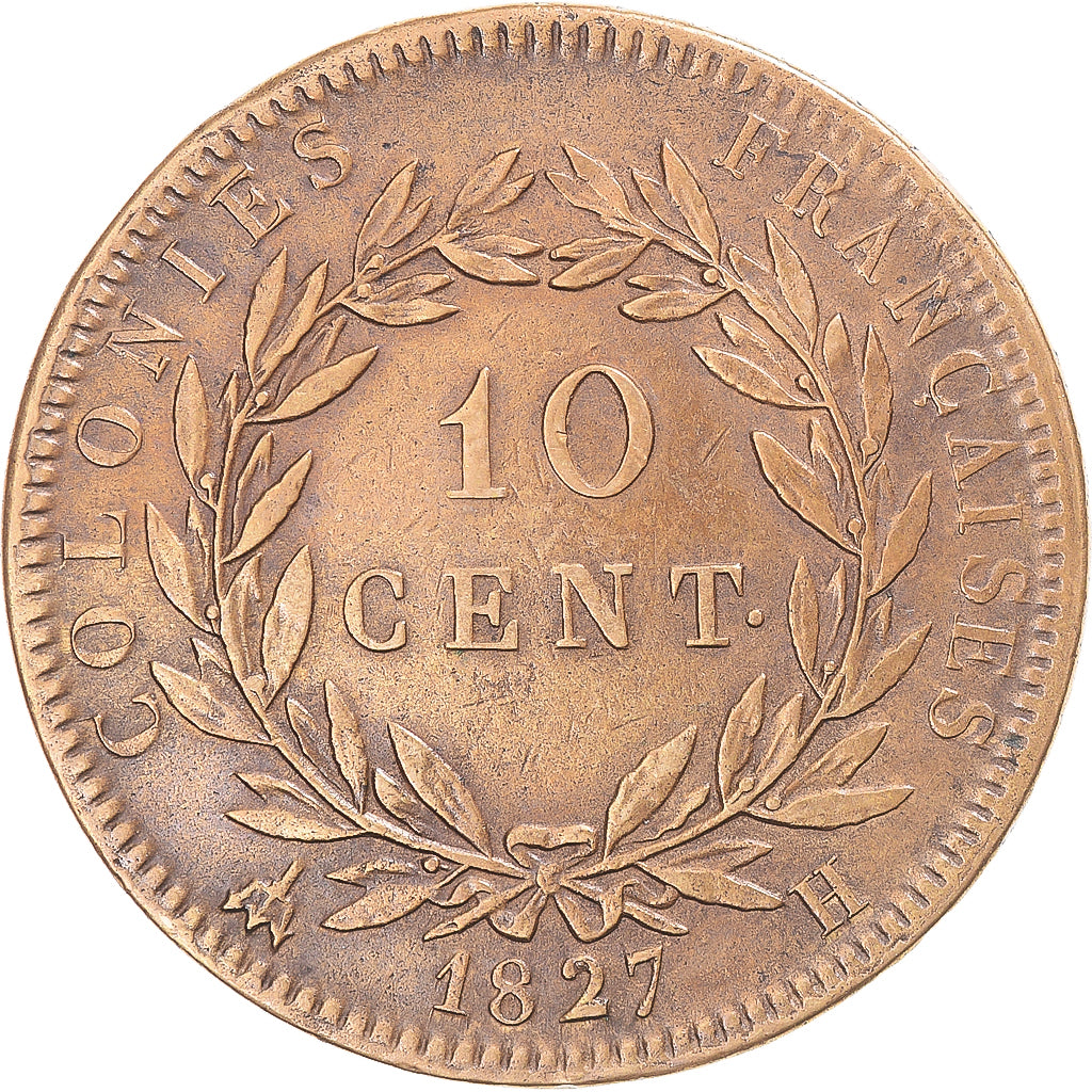 Munten, Franse koloniën, Charles X, 10 Centimes, 1827, La Rochelle, ZF+