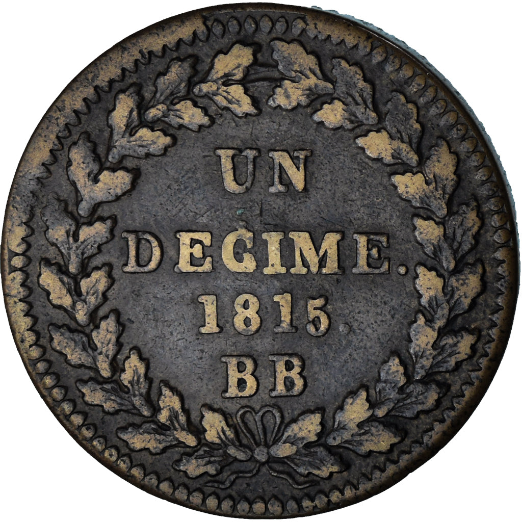 Monnaie, France, Napoleon I, Decime, 1815, Strasbourg, TB+, Bronze, Gadoury:195e