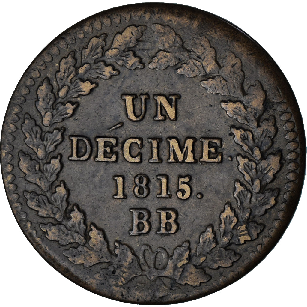 Coin, France, Louis XVIII, Decime, 1815, Strasbourg, EF(40-45), Bronze, KM:701