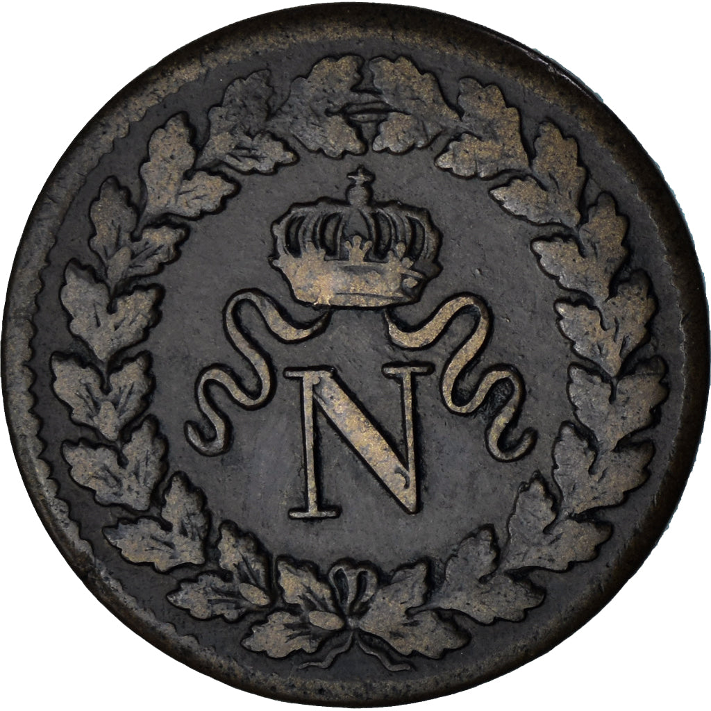 Coin, France, Napoléon I, Decime, 1814, Strasbourg, EF(40-45), Bronze, KM:700