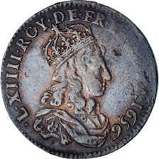 Monnaie, France, Louis XIV, Liard de France au buste juvénile, deuxième type