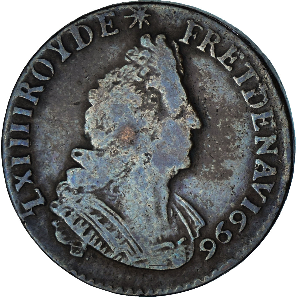 Munten, Frankrijk, Louis XIV, Liard de France, 1696, Paris, FR, Koper, C2G:208