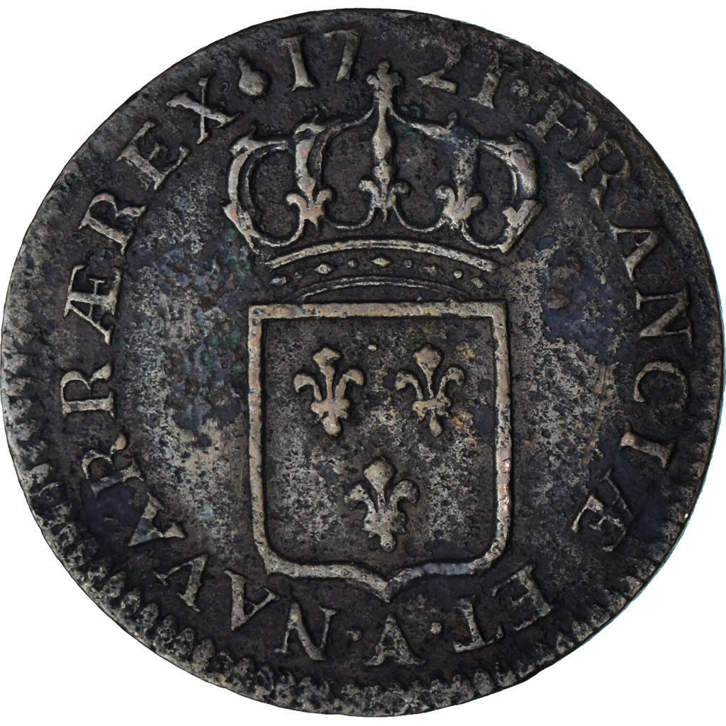Moneda, Francia, Louis XV, Demi sol au buste enfantin, 1/2 Sol, 1721, Paris