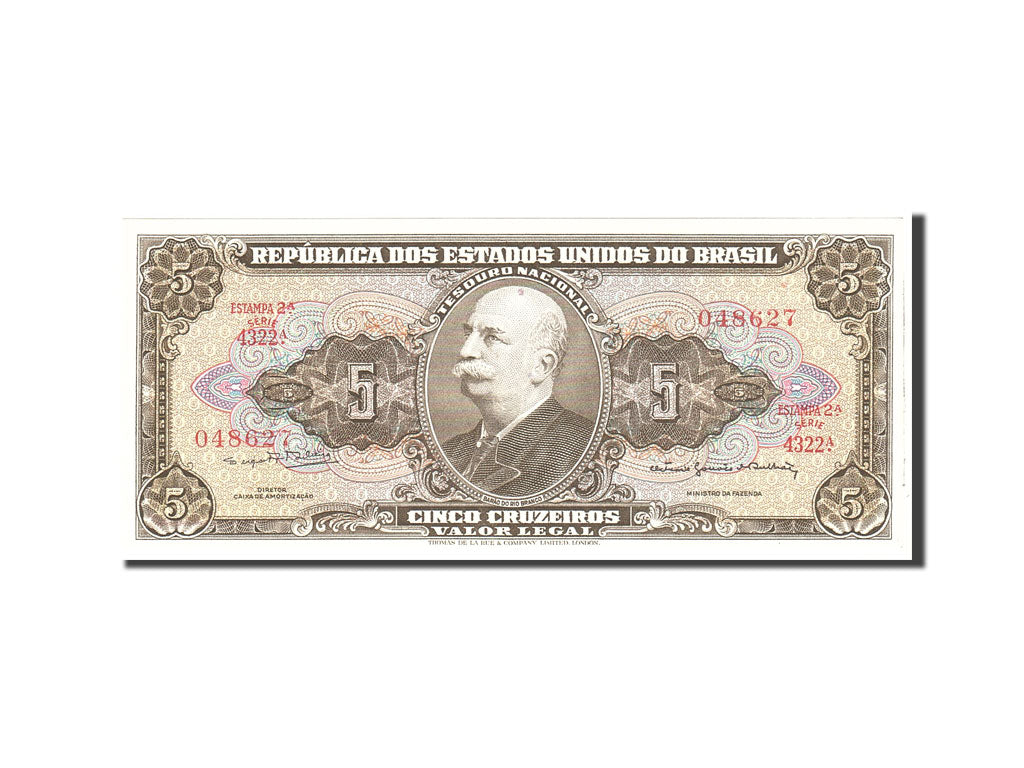 Banknote, Brazil, 5 Cruzeiros, 1964, Undated, KM:176d, UNC(65-70)