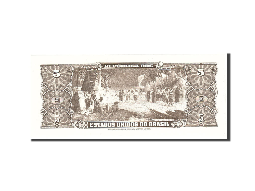 Banknote, Brazil, 5 Cruzeiros, 1964, Undated, KM:176d, UNC(65-70)
