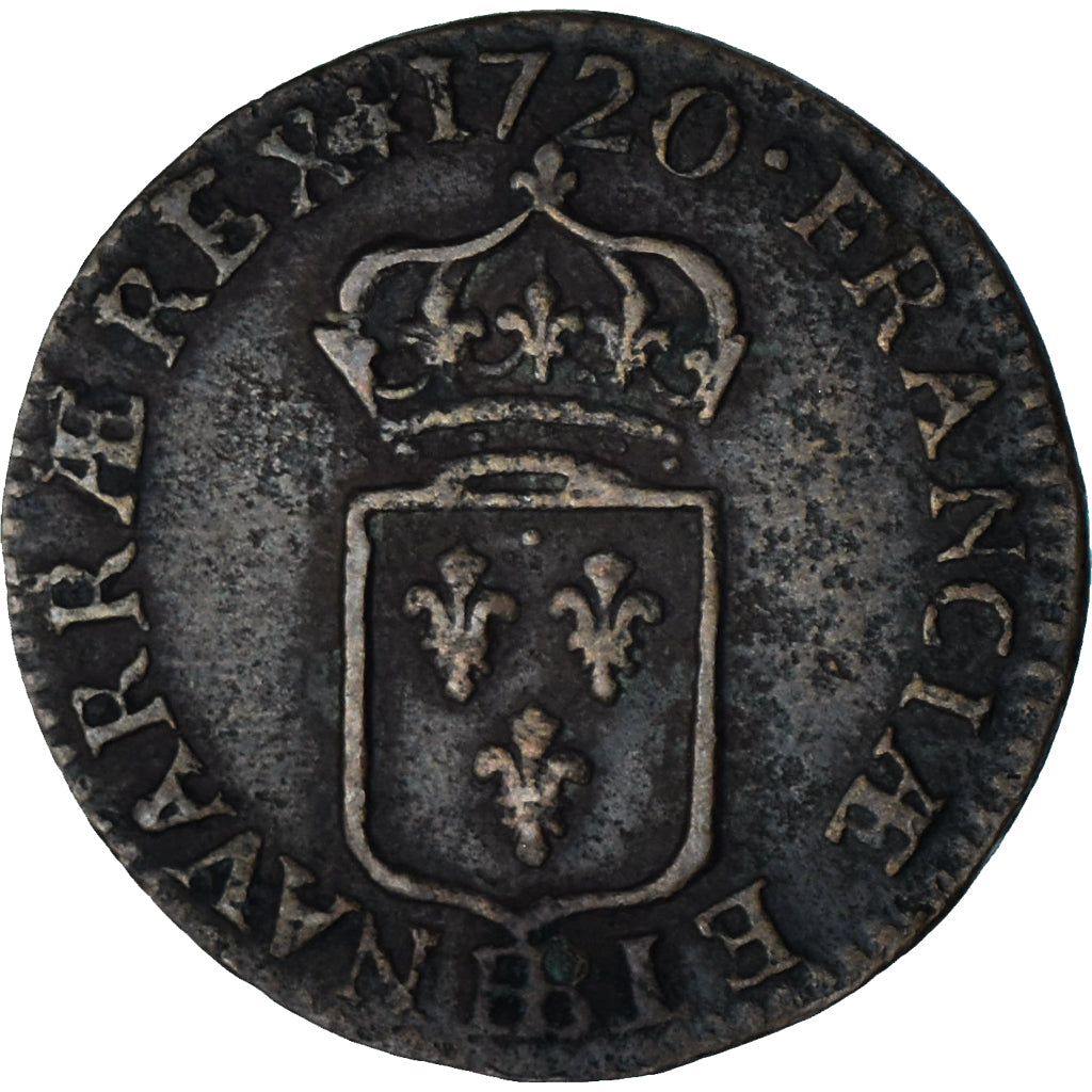 Coin, France, Louis XV, Liard au buste enfantin, Liard, 1720, Strasbourg