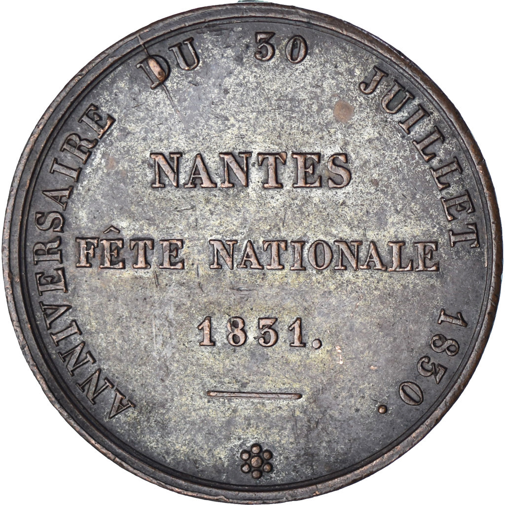 France, Token, Louis Philippe I, Union et Force, Fête Nationale, Nantes, 1831
