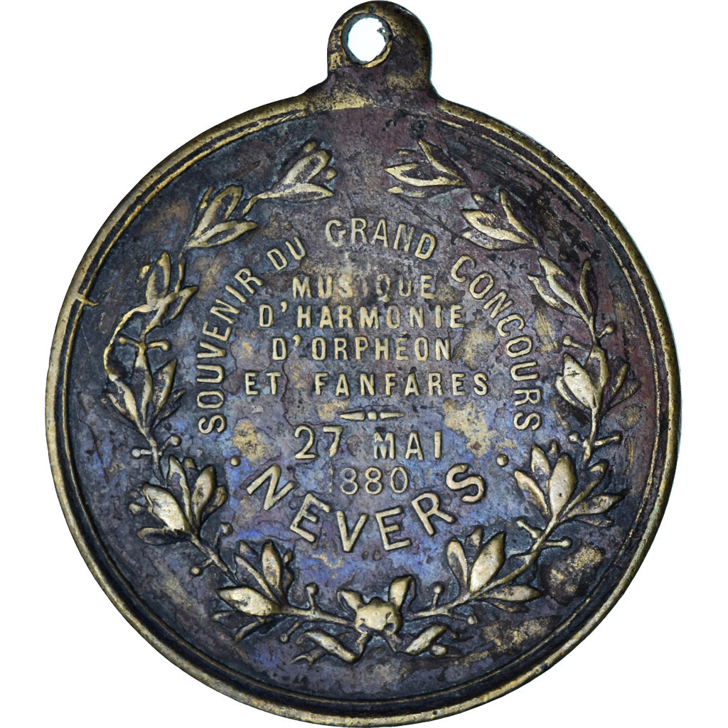 France, Medal, Grand Concours de Musique de Nevers, 1880, VF(30-35), Brass