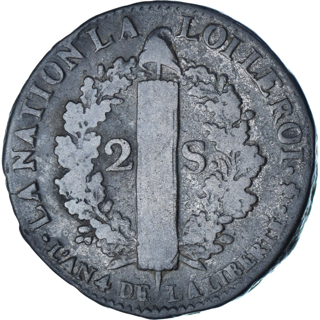 Moeda, França, 2 sols françois, 2 Sols, 1792, Paris, VF(30-35), Bronze