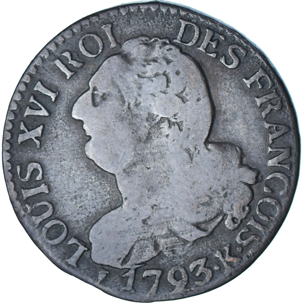 Coin, France, Louis XVI, 6 Deniers, 1793, Bordeaux, VF(30-35), Copper