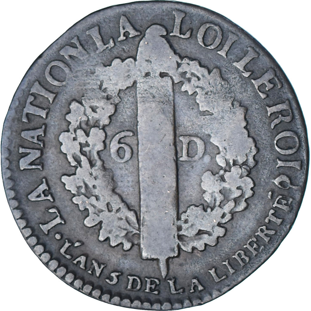 Coin, France, Louis XVI, 6 Deniers, 1793, Bordeaux, VF(30-35), Copper