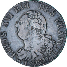 Coin, France, Louis XVI, 3 Deniers, 1792, Lyon, VF(30-35), Bronze, Gadoury:5