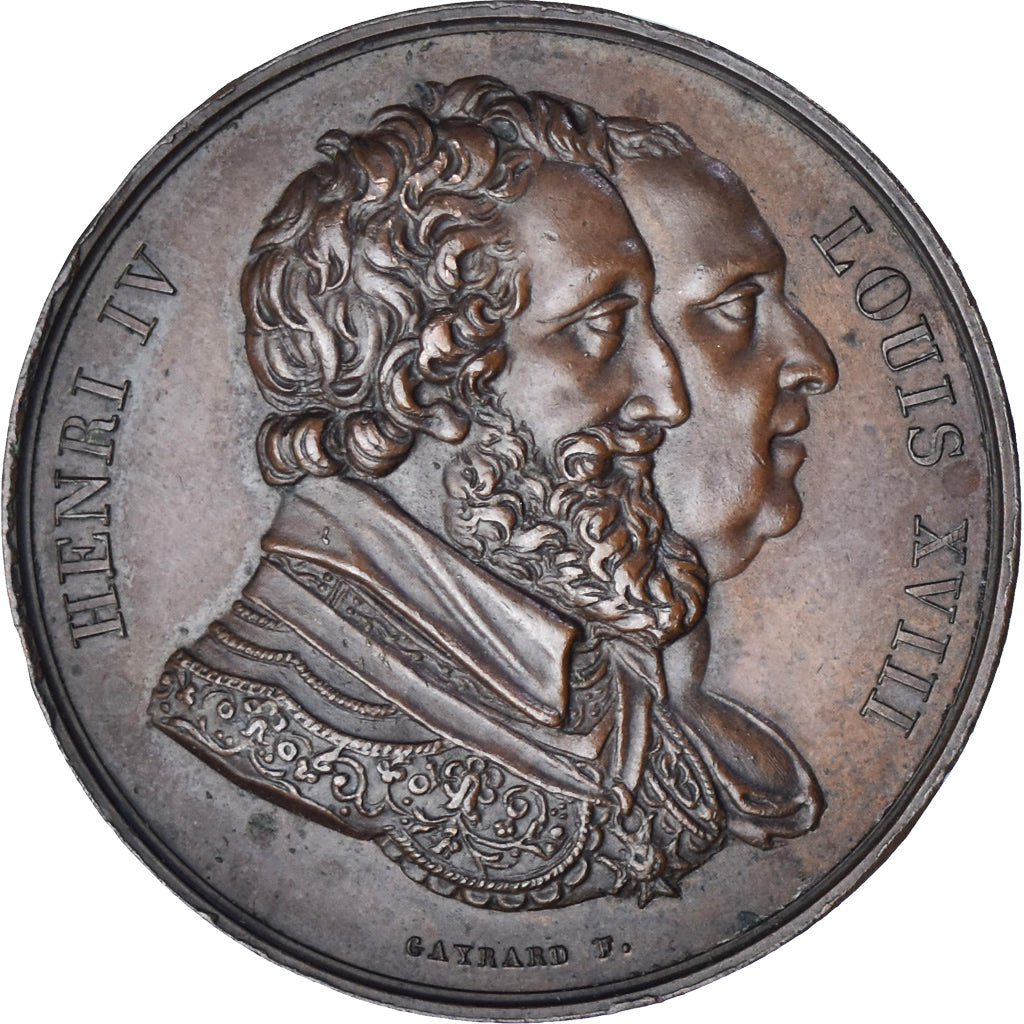 Francia, medaglia, Louis XVIII, Rétablissement de la statue d'Henri IV