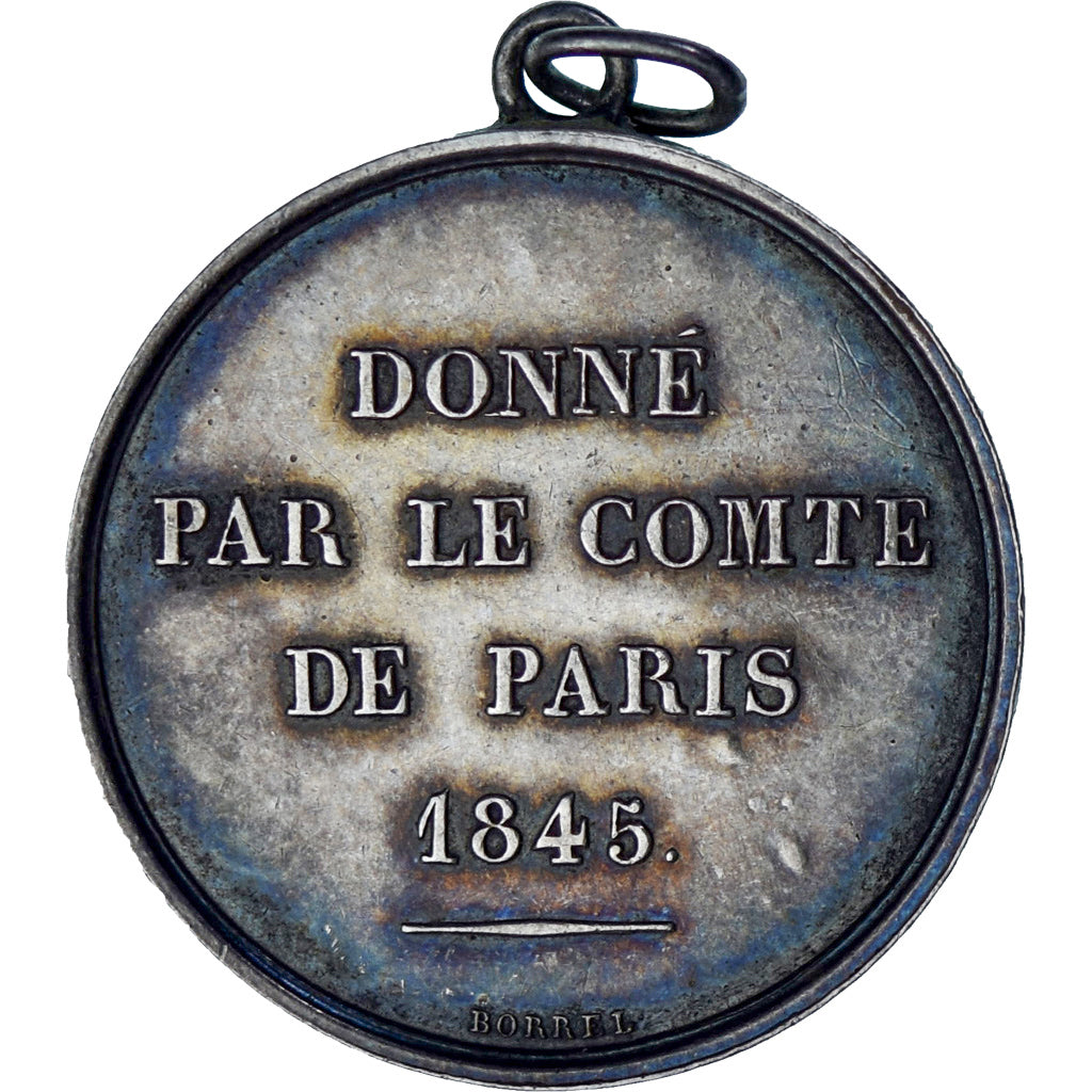 France, Medal, Donné par le Comte de Paris, 1845, Borrel, AU(55-58), Silver