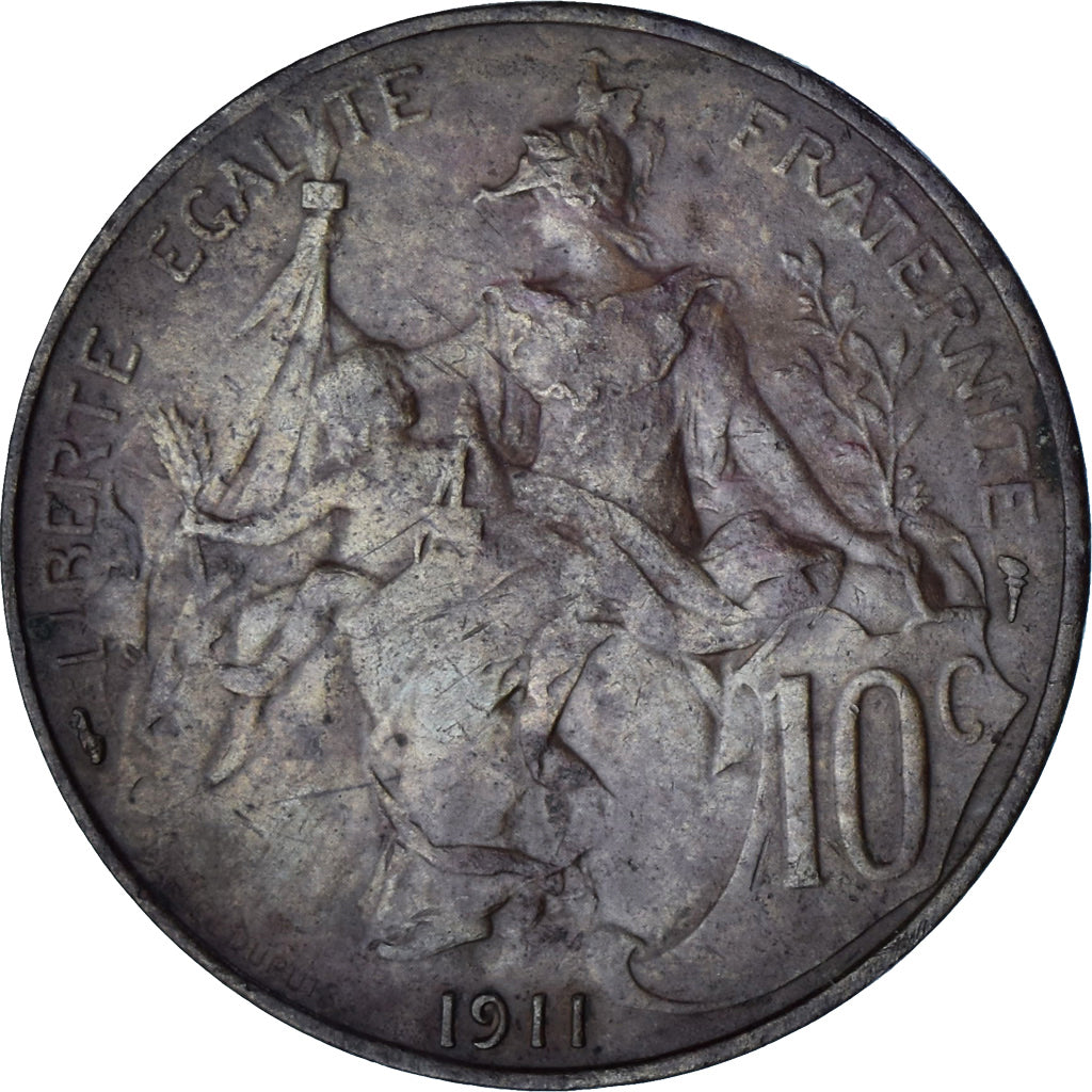 Moneta, Francia, Dupuis, 10 Centimes, 1911, Paris, BB, Bronzo, KM:843