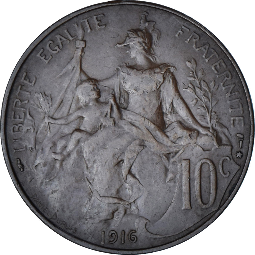 Münze, Frankreich, Dupuis, 10 Centimes, 1916, Paris, SS, Bronze, KM:843
