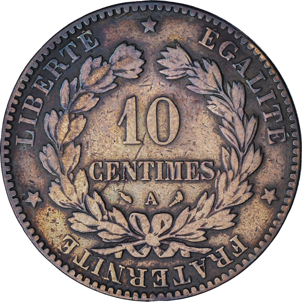Moeda, França, Cérès, 10 Centimes, 1898, Paris, VF(20-25), Bronze, KM:815.1