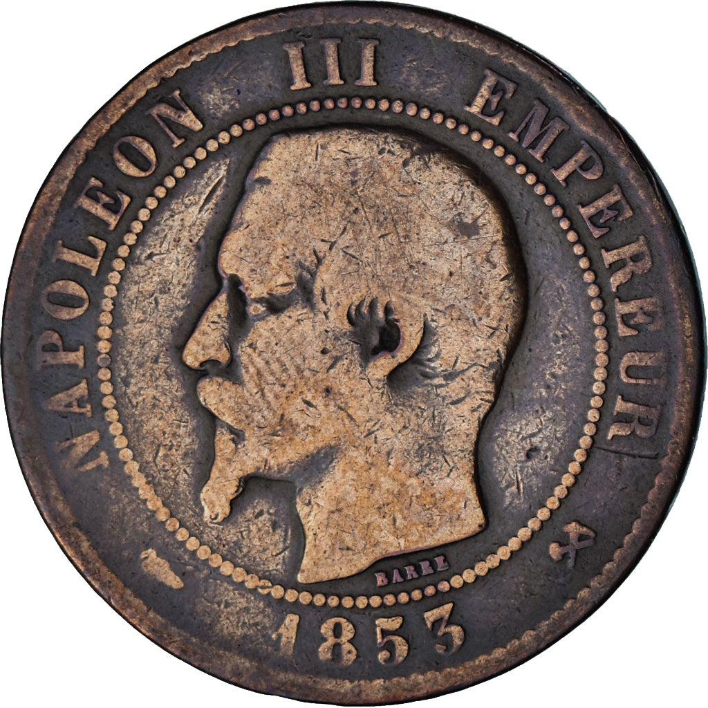 Monnaie, France, Napoleon III, Napoléon III, 10 Centimes, 1853, Rouen, B+
