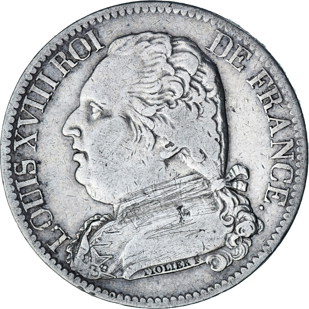 Coin, France, Louis XVIII, Louis XVIII, 5 Francs, 1815, Rouen, VF(30-35)