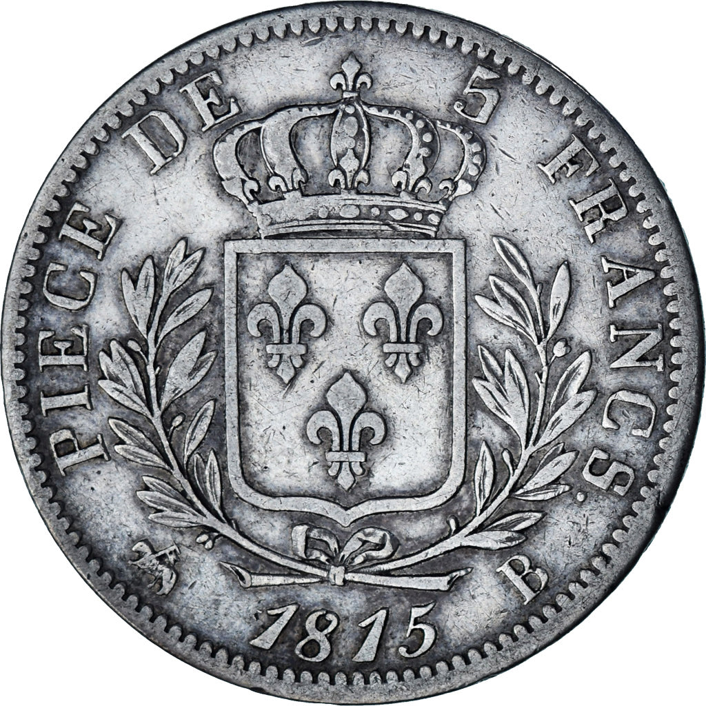 Coin, France, Louis XVIII, Louis XVIII, 5 Francs, 1815, Rouen, VF(30-35)