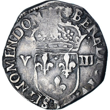 Coin, France, Henri IV, 1/8 Ecu, 1599, Nantes, VF(30-35), Silver, Gadoury:582