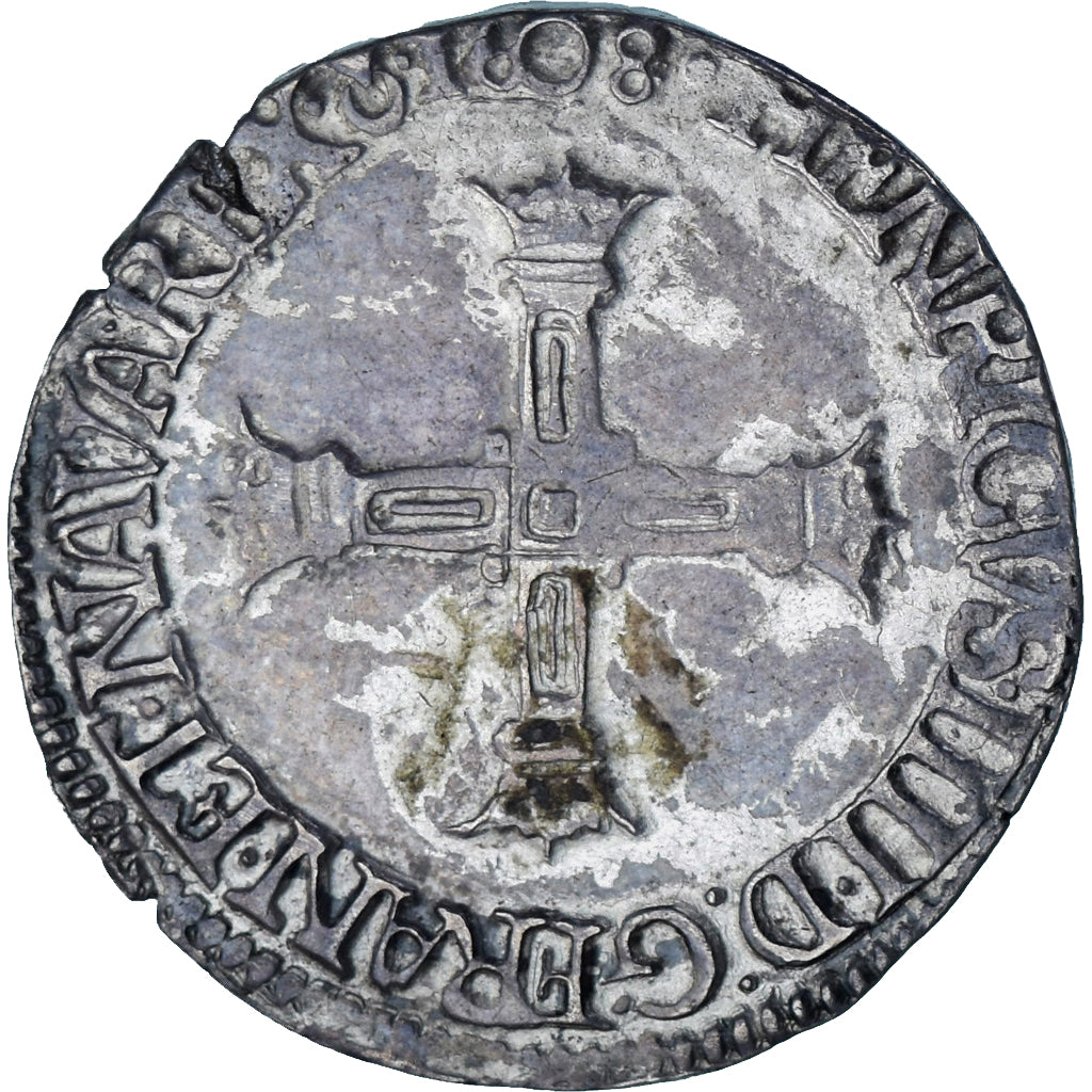 Moneta, Francja, 1/4 Ecu, 1608, Saint Lô, AU(50-53), Srebro, Sombart:4682
