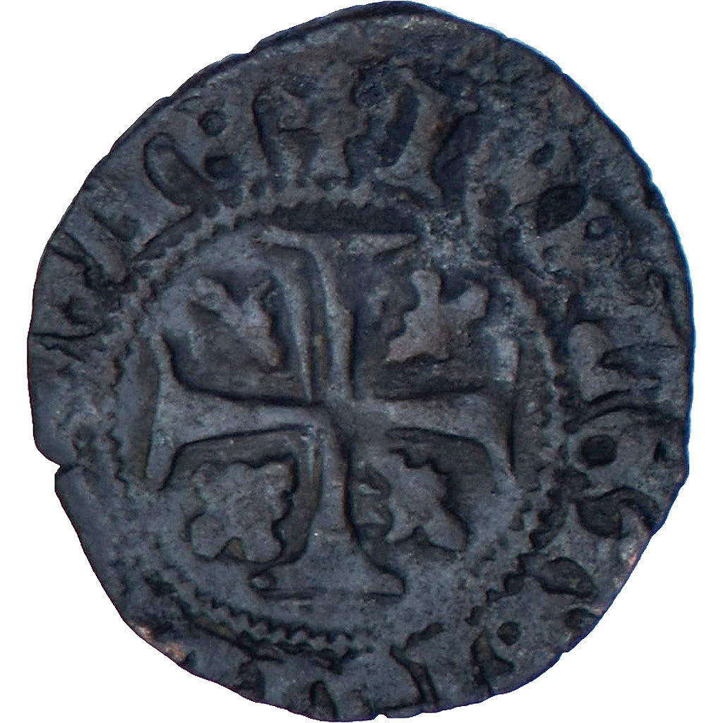 Monnaie, France, Comté de Provence, Jeanne de Naples, Liard, TB+, Billon