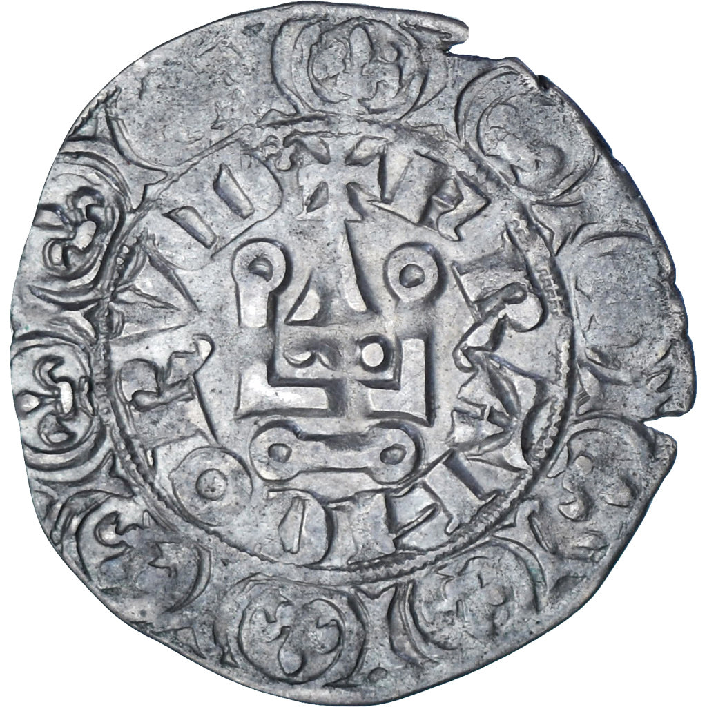 Coin, France, Charles IV, Maille Blanche, 1322-1328, AU(50-53), Silver