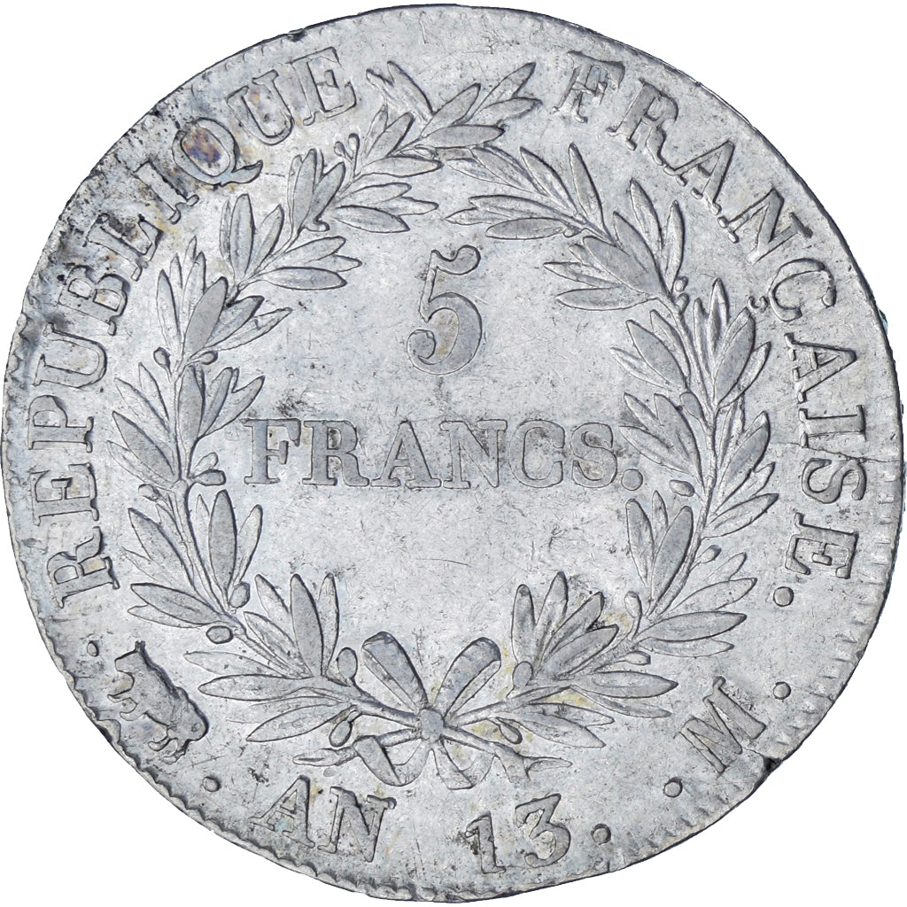 Coin, France, Napoléon I, 5 Francs, An 13 (1805), Toulouse, AU(50-53), Silver