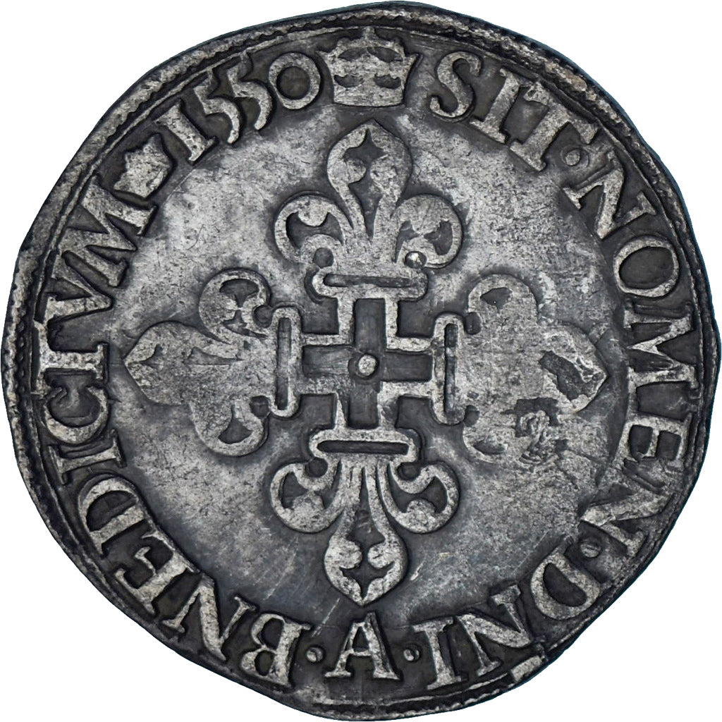 Monnaie, France, Henri II, 1/2 Gros, 1550, Paris-Moulin de Nesles, TTB, Billon