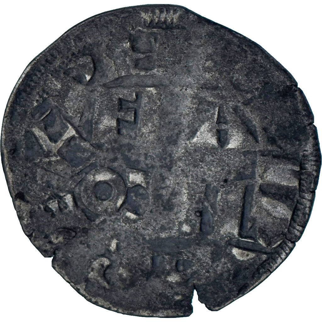 Moeda, França, Philip II, Denier Parisis, 1180-1223, Paris, VF(20-25), Prata