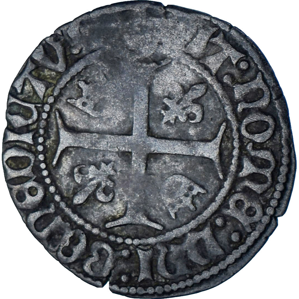 Munten, Frankrijk, Charles VIII, Liard au dauphin, Undefinied mint, FR+, Zilver