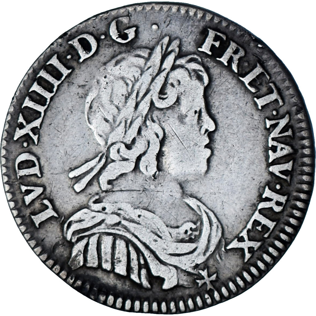 Moneda, Francia, Louis XIV, 1/12 Ecu à la mèche courte, 1644, Paris, rose