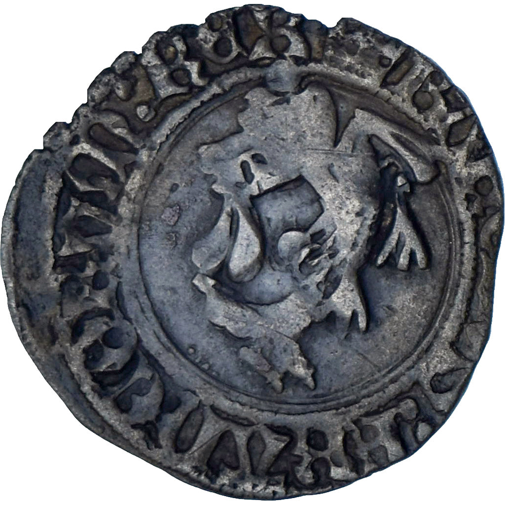 Moeda, França, Charles VIII, Liard au dauphin, Saint Lô, VF(20-25), Lingote
