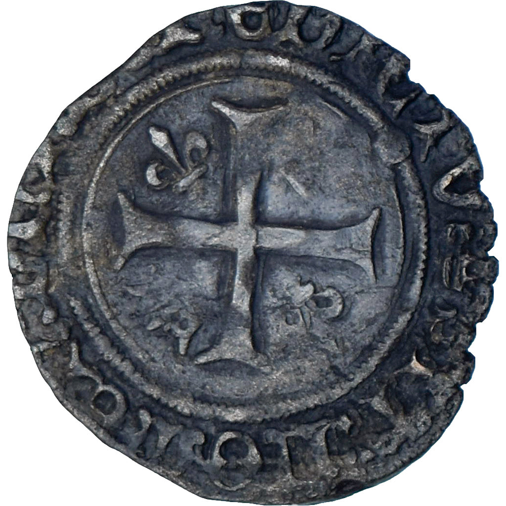 Moeda, França, Charles VIII, Liard au dauphin, Saint Lô, VF(20-25), Lingote