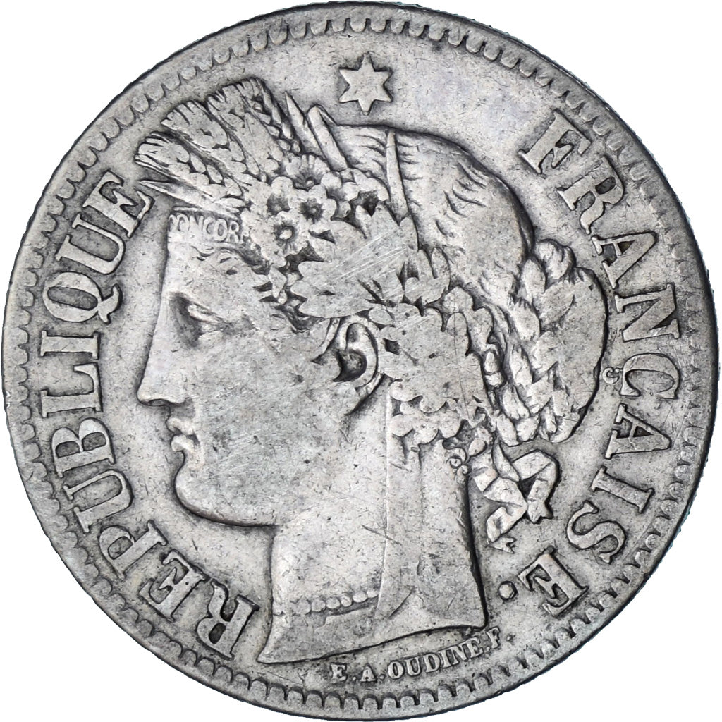 Coin, France, Cérès, 2 Francs, 1871, Bordeaux, VF(30-35), Silver, KM:816.2
