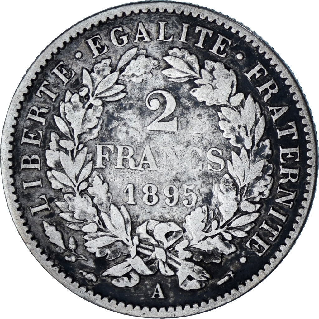 Moeda, França, Cérès, 2 Francs, 1895, Paris, VF(30-35), Prata, KM:817.1