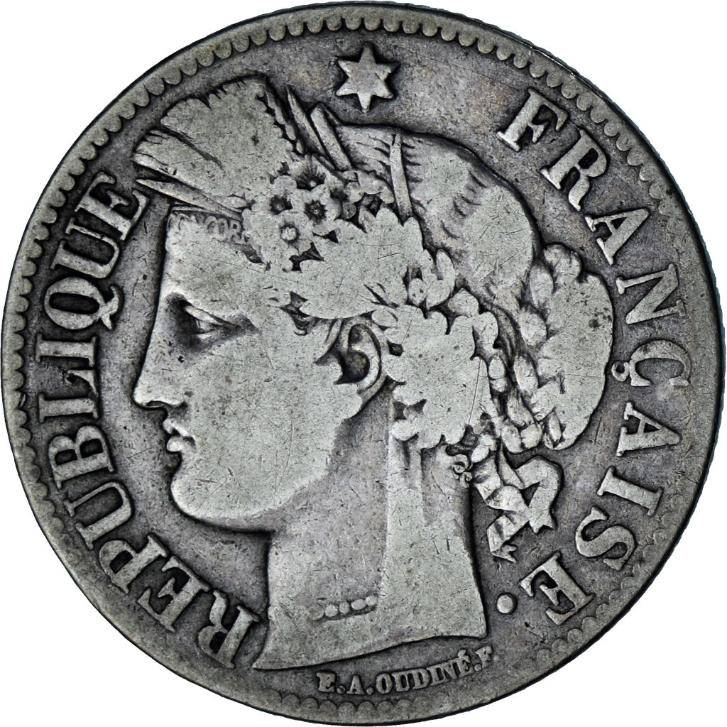 Coin, France, Cérès, 2 Francs, 1871, Bordeaux, VF(20-25), Silver, KM:817.2