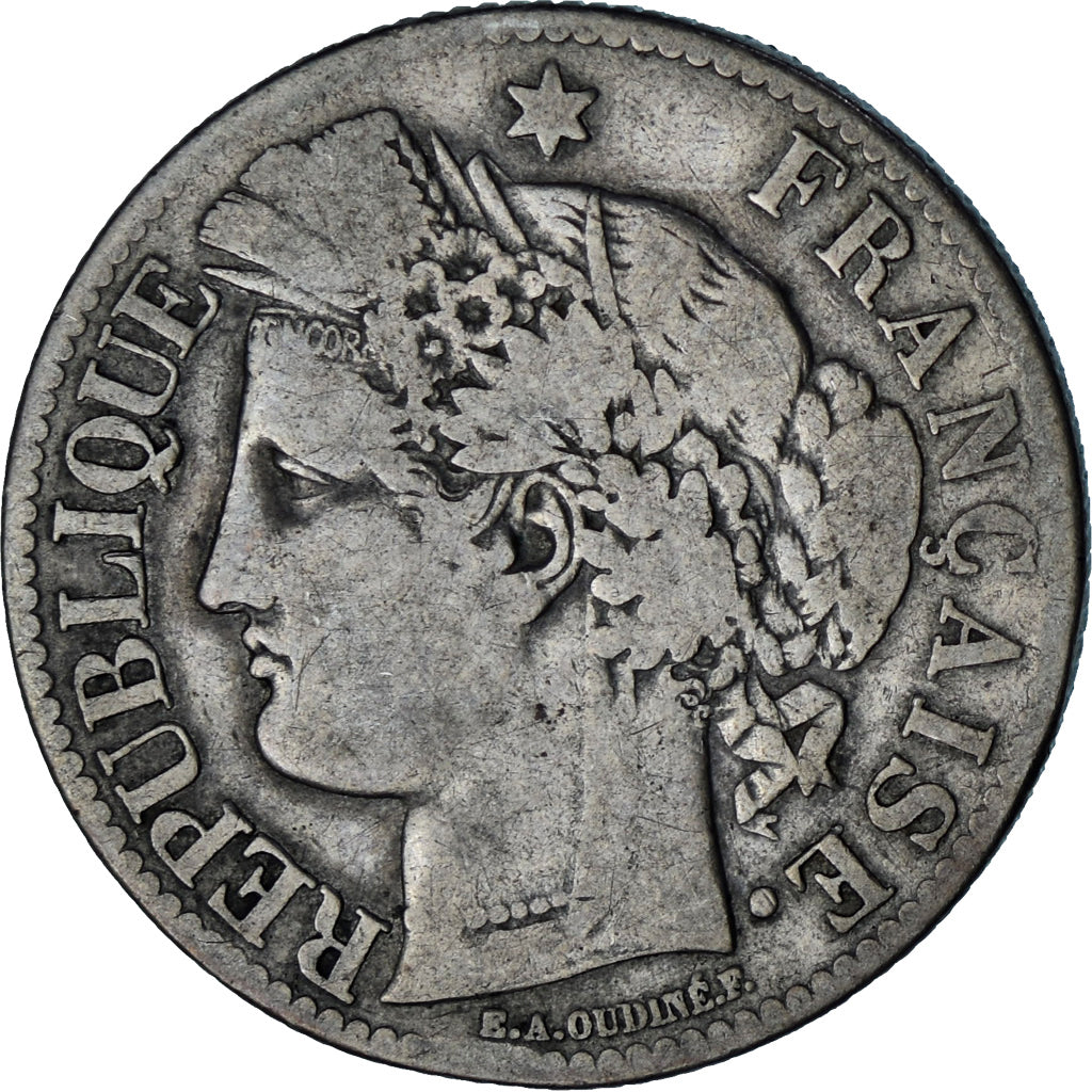 Coin, France, Cérès, 2 Francs, 1871, Paris, VF(20-25), Silver, KM:817.1