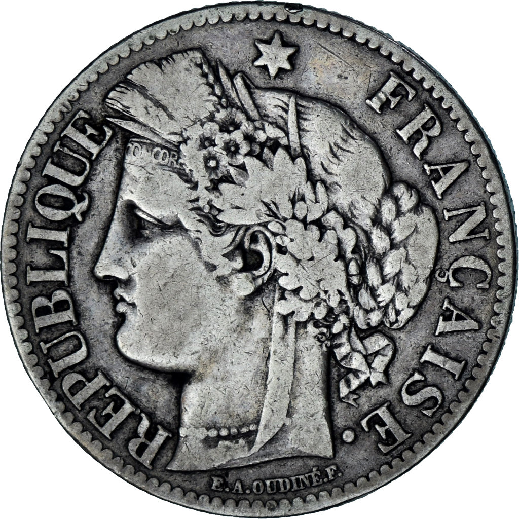 Coin, France, Cérès, 2 Francs, 1871, Paris, VF(30-35), Silver, KM:817.1