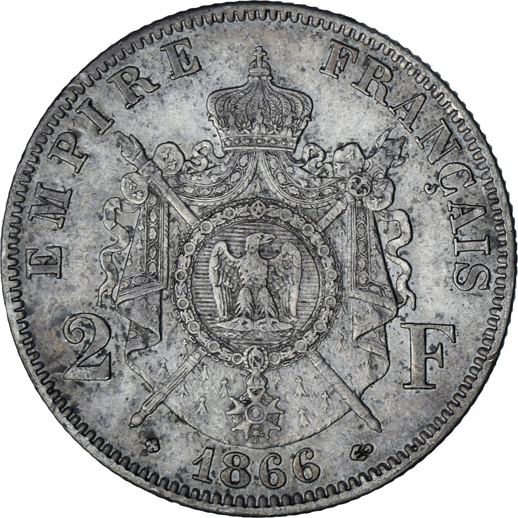Moneta, Francja, Napoleon III, Napoléon III, 2 Francs, 1866, Strasbourg