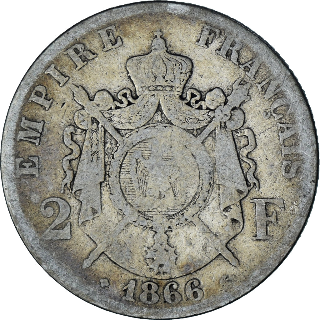 Munten, Frankrijk, Napoleon III, Napoléon III, 2 Francs, 1866, Strasbourg, FR