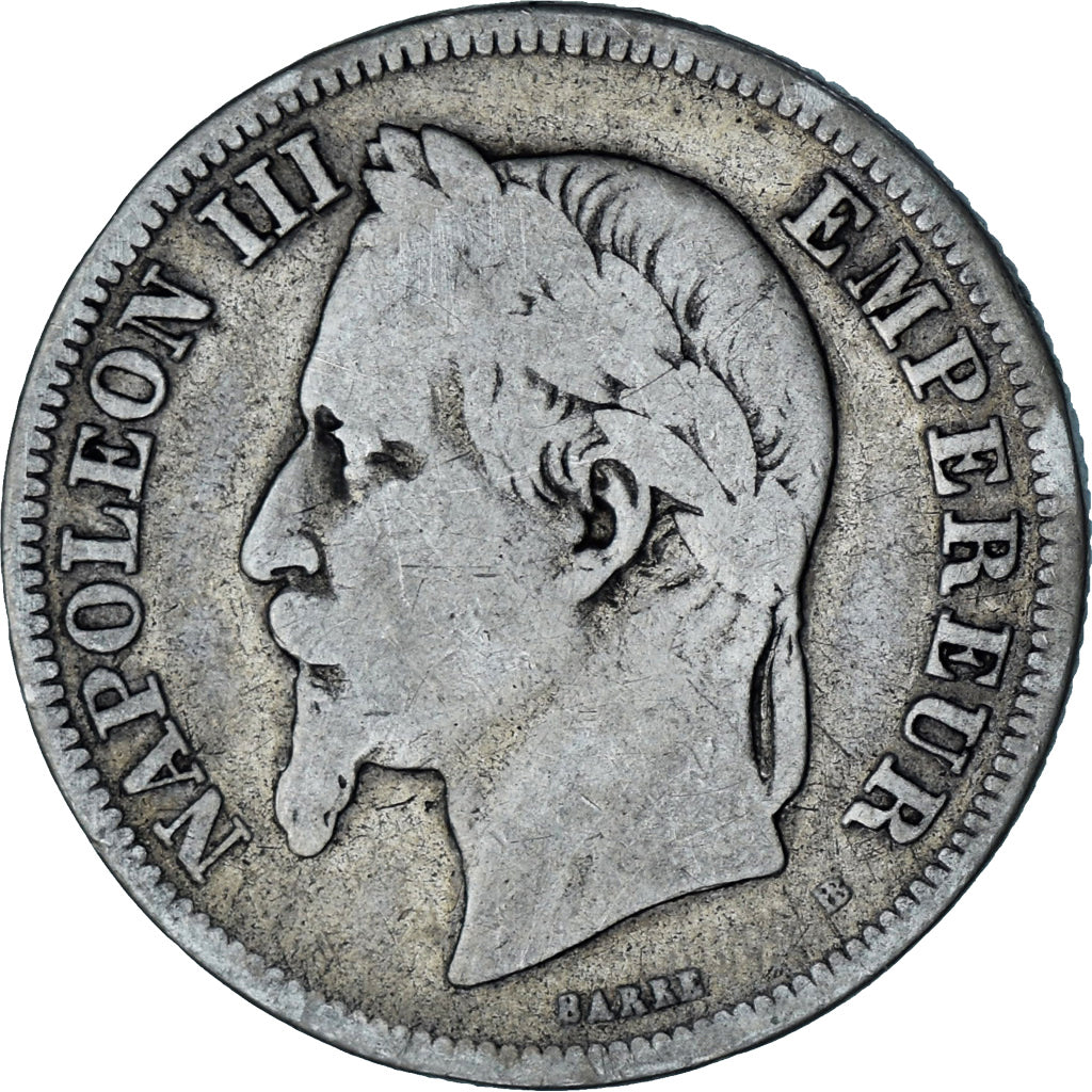 Moeda, França, Napoleon III, Napoléon III, 2 Francs, 1869, Strasbourg