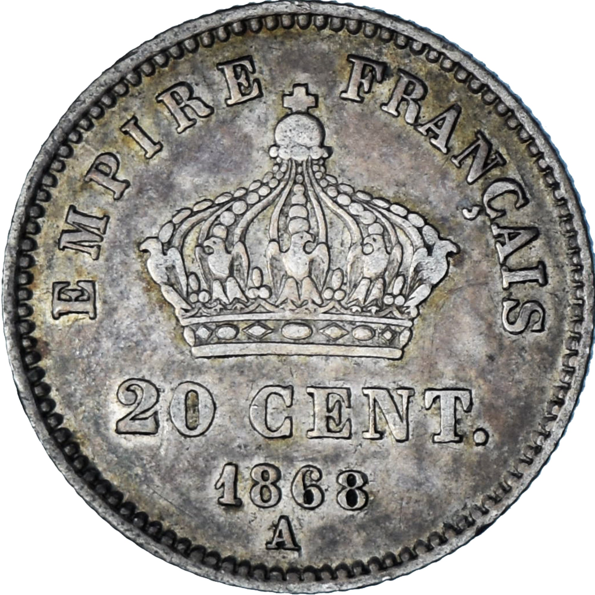 Moneta, Francia, Napoleon III, Napoléon III, 20 Centimes, 1868, Strasbourg, BB