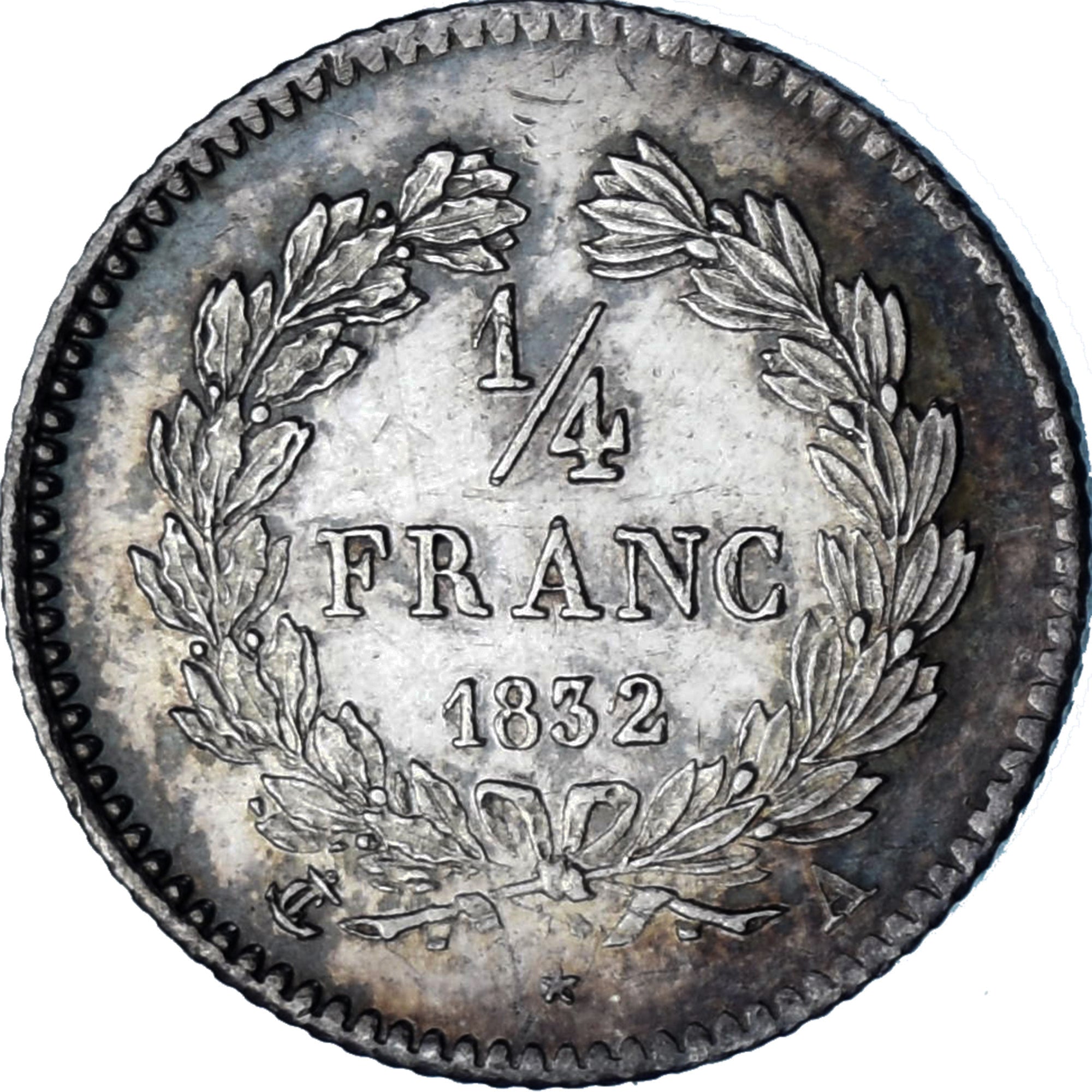 Münze, Frankreich, Louis-Philippe, 1/4 Franc, 1832, Paris, VZ, Silber