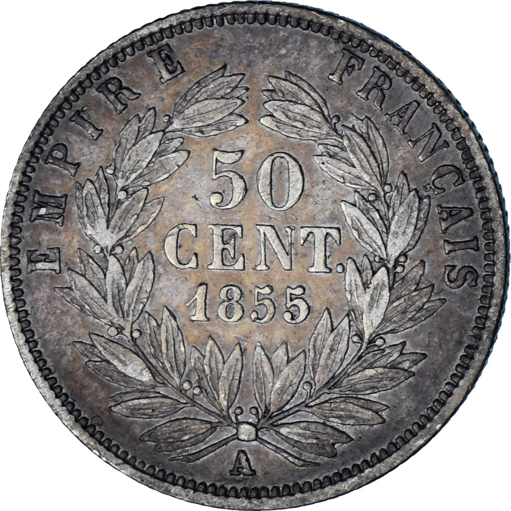 Moneta, Francia, Napoléon III, 50 Centimes, 1855, Paris, BB, Argento, KM:794.1