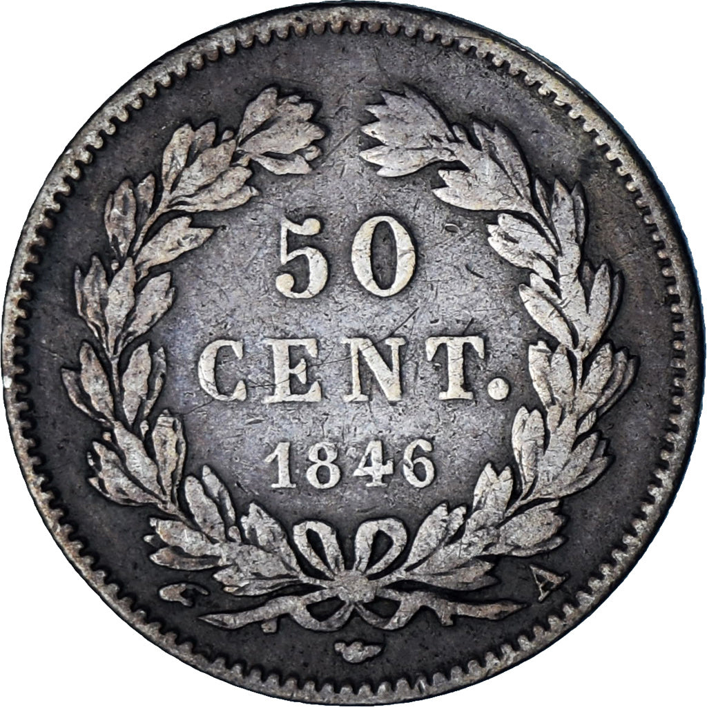 France, Louis-Philippe, 50 Centimes, 1846, Paris, Silver, VF(20-25)
